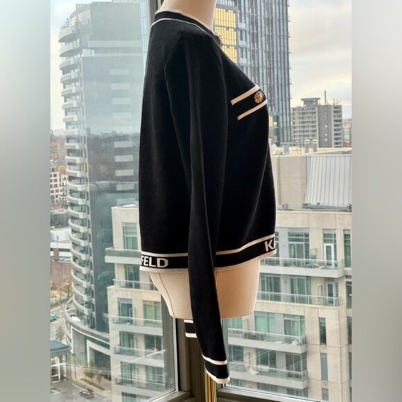 🆕 KARL LAGERFELD 🧿 NWT Classic Cardigan with Logo Embroidery & Buttons, Sz M - Picture 6 of 13